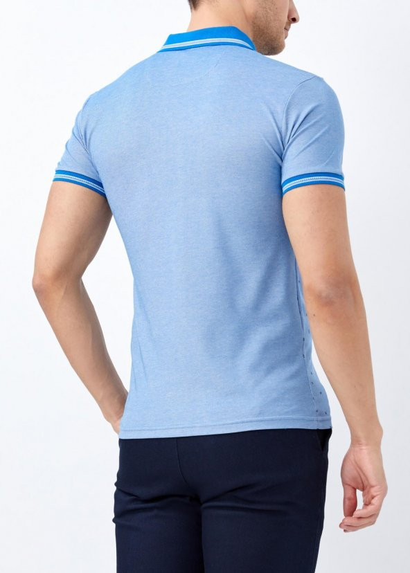 Mavi Erkek Slim Fit Desenli Polo Yaka Tişört - 4