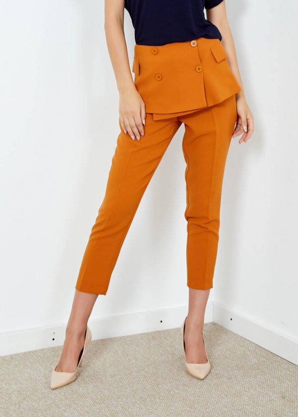 Kadın Tarçın Dar Paça Etek Detaylı Pantolon - 6