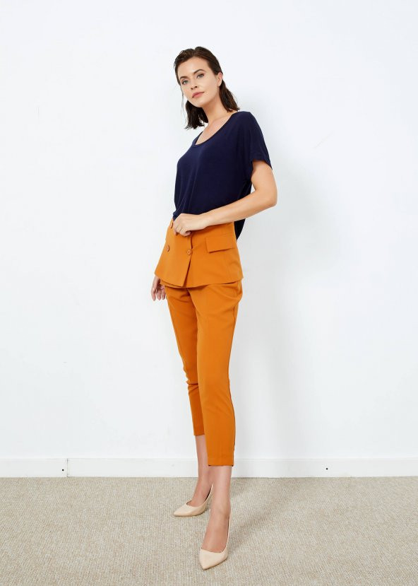 Kadın Tarçın Dar Paça Etek Detaylı Pantolon - 9