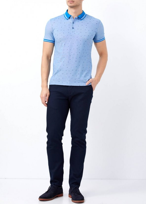 Mavi Erkek Slim Fit Desenli Polo Yaka Tişört - 7