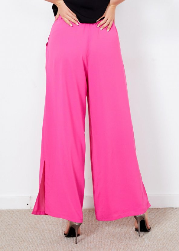 Kadın Pembe Yırtmaçlı Cepli Pantolon - 3