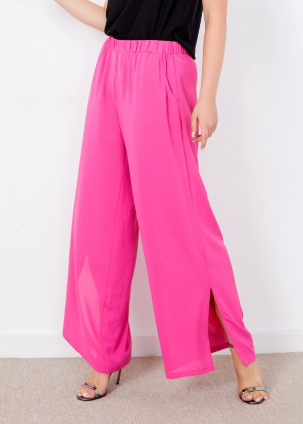 Kadın Pembe Yırtmaçlı Cepli Pantolon - 4