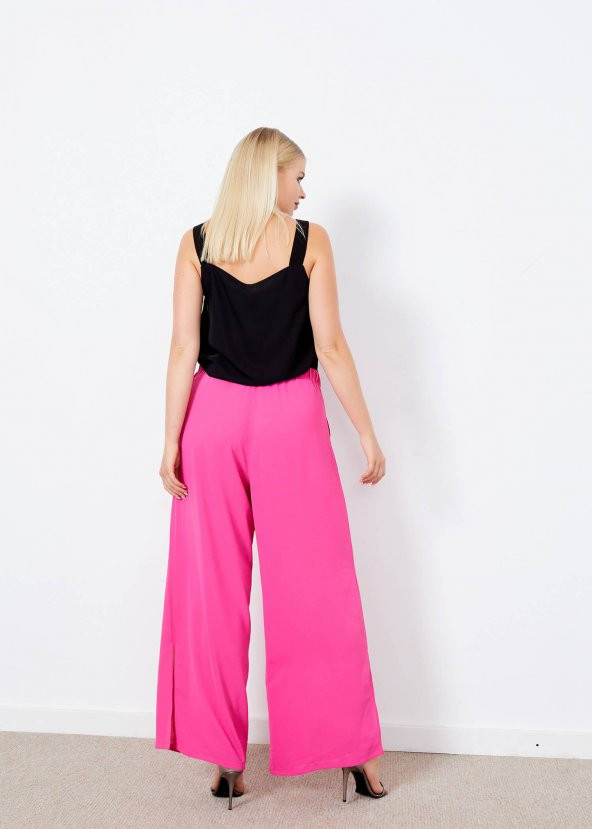 Kadın Pembe Yırtmaçlı Cepli Pantolon - 5