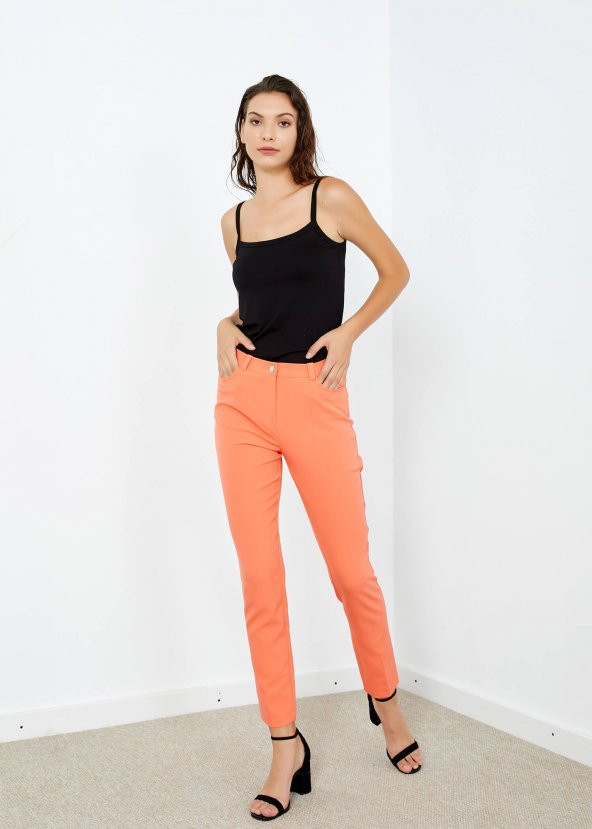 Kadın Oranj 5 Cepli Pantalon - 2
