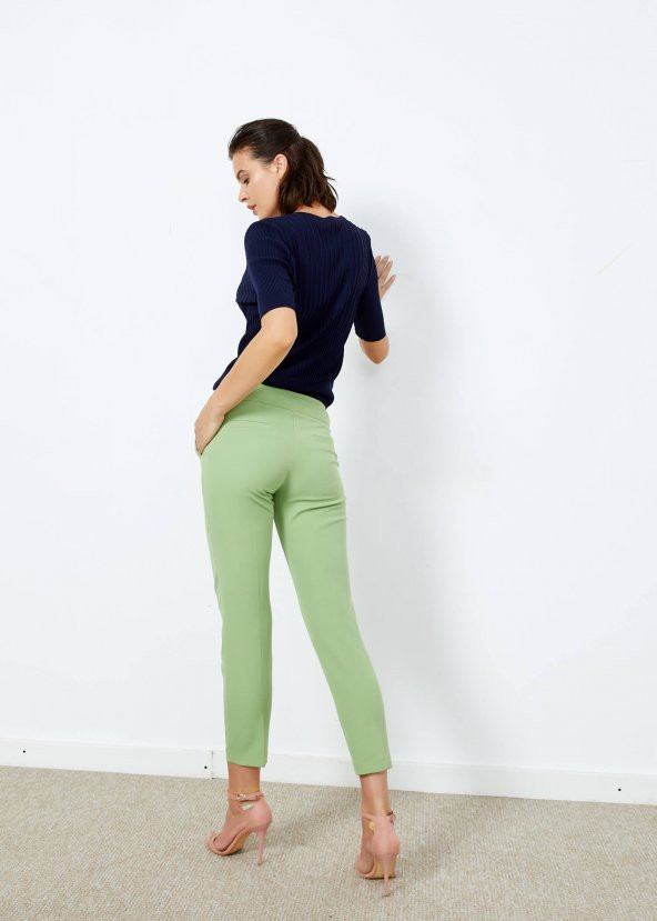 Kadın Açık Yeşil Yan Cepli Pantalon - 5