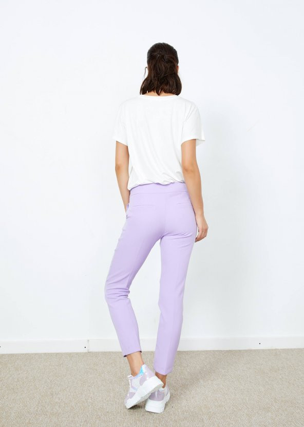 Kadın Lila Yan Cepli Pantalon - 5