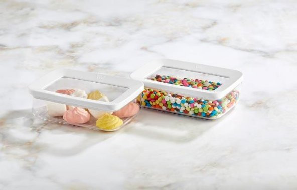 Vip Ahmet 2 li Set Akrilik Dikdörtgen saklama Kabı 600 ml VP-104