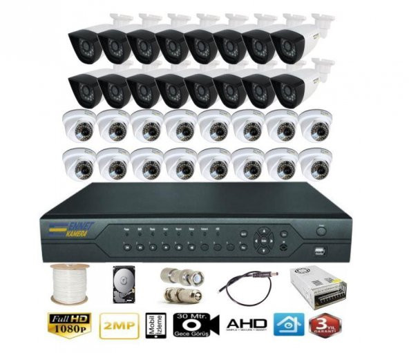 32 Kameralı AHD Güvenlik Kamerası Seti