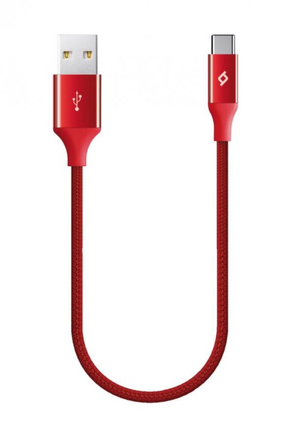 AlumiCable Mini 30cm Type C Şarj Kablosu-Kırmızı