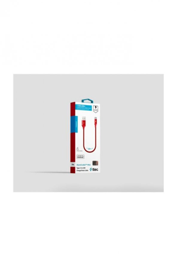 AlumiCable Mini 30cm Type C Şarj Kablosu-Kırmızı - 2
