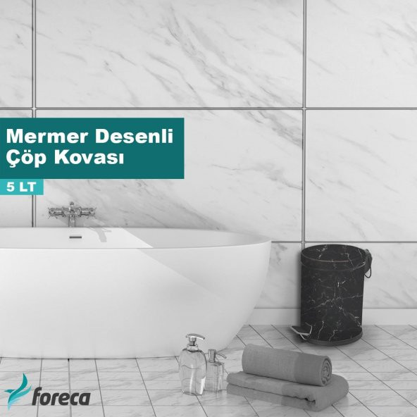 Foreca Siyah Mermer Desen Çöp Kovası 5 Lt - 2