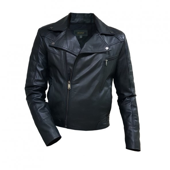 Erkek HEAWEN S Beden Siyah Slim fit Deri Mont - 1