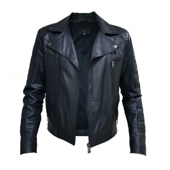 Erkek HEAWEN S Beden Siyah Slim fit Deri Mont - 2
