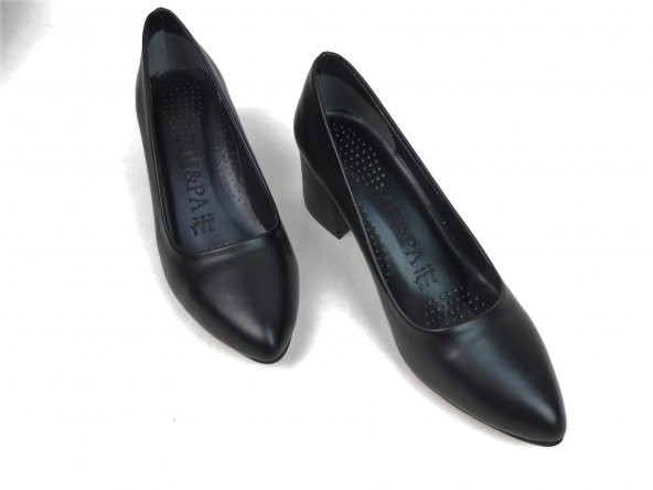 Kadın Klasik Topuklu Ayakkabı Cilt Siyah 8907