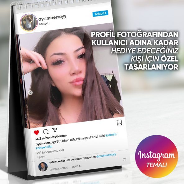 Instagram Temalı Kişiye Özel Tasarım 2021 Masa Takvimi - 2