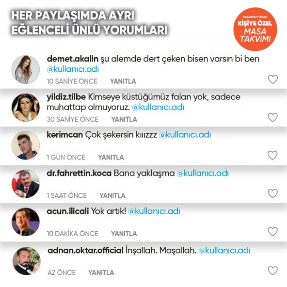 Instagram Temalı Kişiye Özel Tasarım 2021 Masa Takvimi - 8
