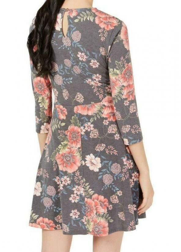 A-Line Çiçek Baskılı Bağcıklı Bel Penye Elbise - 2