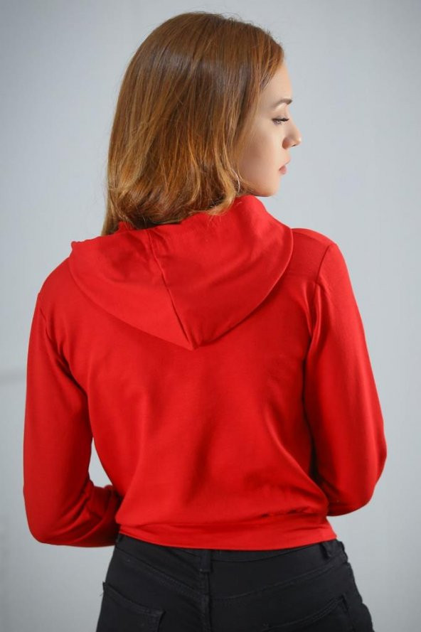 Kapşonlu Fermuarlı Sweat Kırmızı - 4540.316. - 5