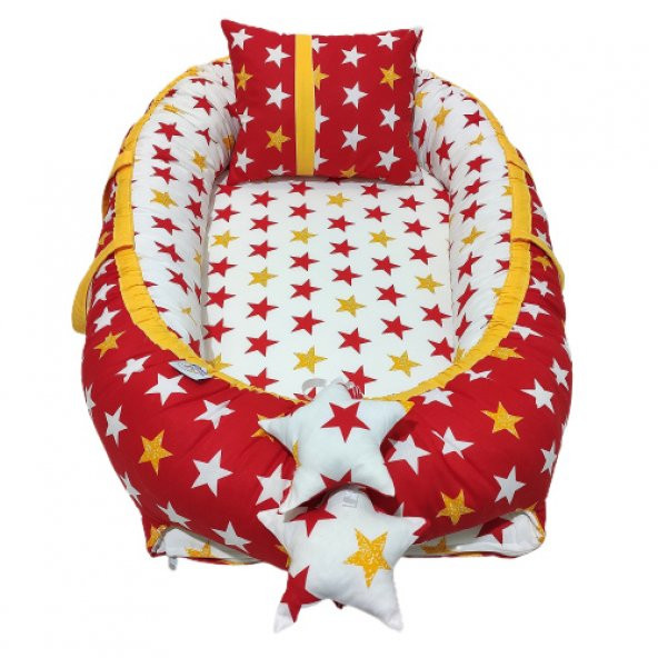 Bebekatölyesi Taraftar Sarı Kırmızı Yıldız Desenli Babynest