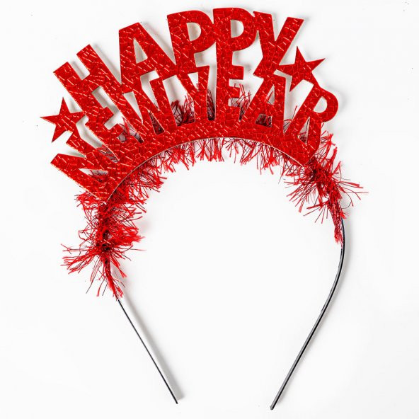 Yılbaşı Happy New Year Metalik Kırmızı Taç