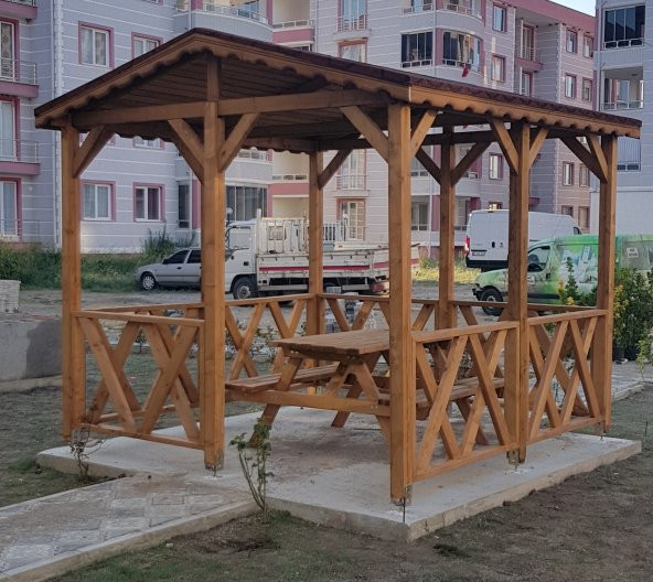 3x3 Ahşap KAMELYA 9m2 (Piknik Masa HEDİYELİ) - Resim 3