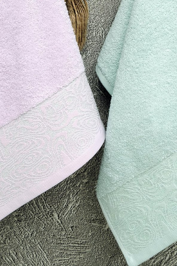 2Li 50x90 Simli Bordürlü El-Yüz Havlusu - 2