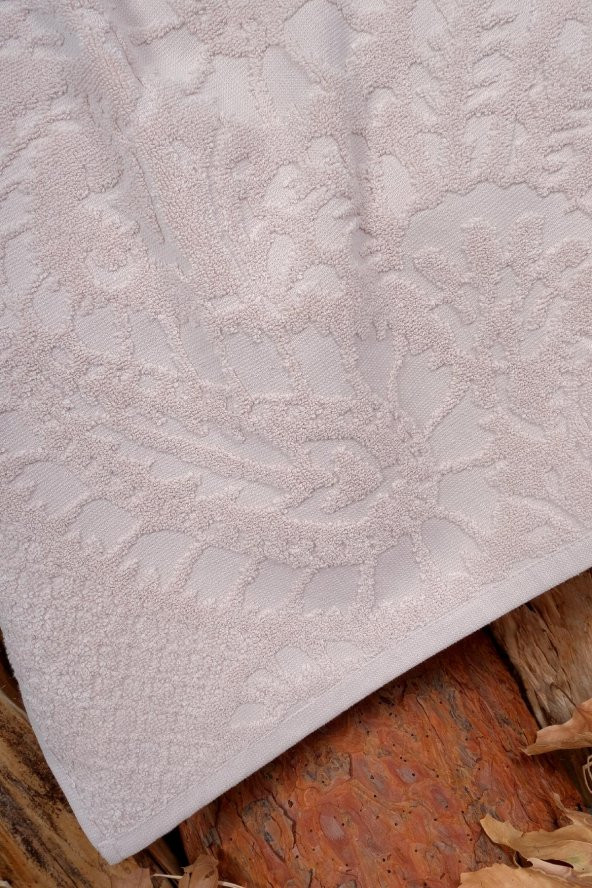 4Lü 50x90 Jakarlı Yaprak Desenli El-Yüz Havlusu - 3