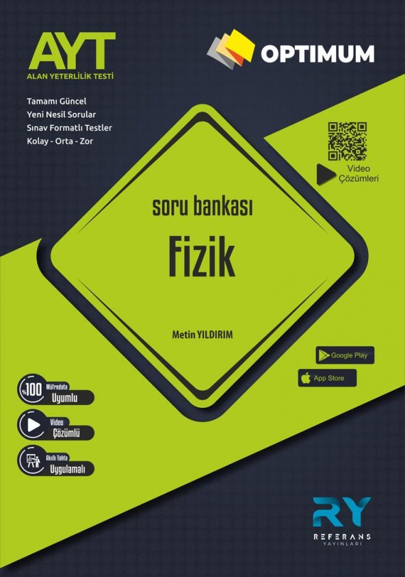 OPTİMUM AYT Fizik Tamamı Video Çözümlü Soru Bankası (Kolay-Orta-Zor) 2022 Referans Yayınları