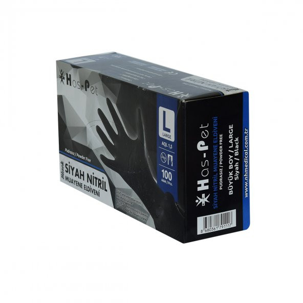 Pudrasız Siyah Nitril Eldiven Büyük Boy (L) 100 Lü Paket - 6