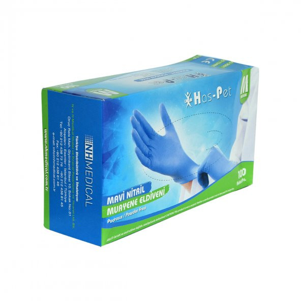 Has-Pet Pudrasız Mavi Nitril Eldiven Orta Boy (M) 100 Lü Paket - 5