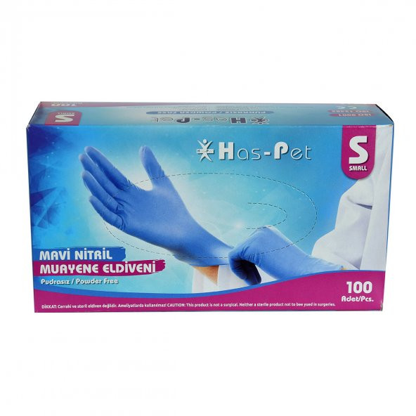 Pudrasız Mavi Nitril Eldiven Küçük Boy (S) 100 Lü Paket - 4