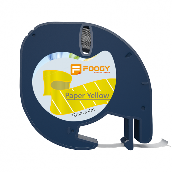 Foogy Dymo Letratag Muadili Kağıt Şerit Etiket Sarı Çizgi Desen 12 mm x 4 mt