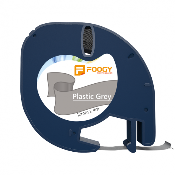 Foogy Dymo Letratag Muadili Thermal Plastik Şerit Etiket Gri 12 mm x 4 mt