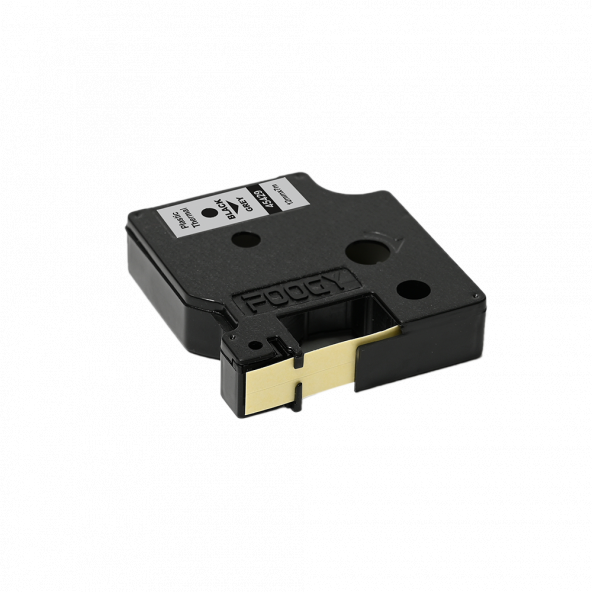 Foogy Dymo D1 Uyumlu Thermal Plastik Şerit Etiket Gri-Siyah 12 mm x 6 mt - 2