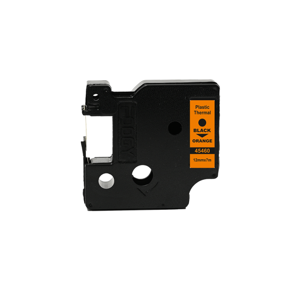 Foogy Dymo D1 Uyumlu Thermal Plastik Şerit Etiket Turuncu-Siyah 12mm x 7 mt - 3