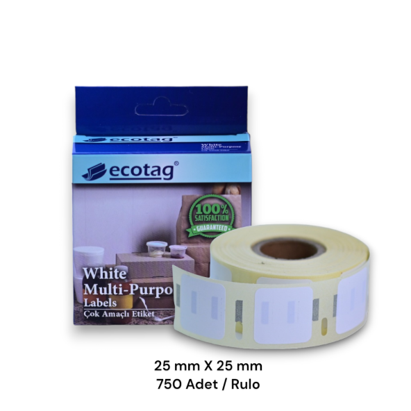 Ecotag Dymo Lw Muadili Çok Amaçlı Etiket Kare 25 mm x 25 mm 750 Ad