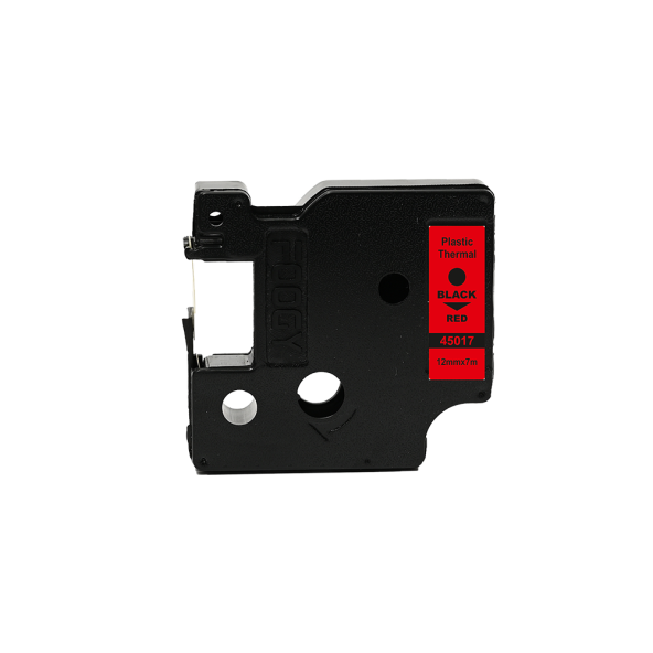 Foogy Dymo D1 Uyumlu Thermal Plastik Şerit Etiket Kırmızı-Siyah 12 mm x 7 mt - 45017 - 5