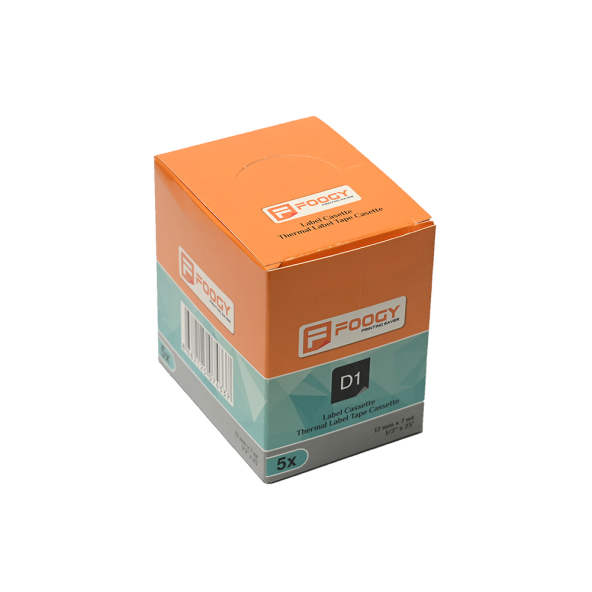 Foogy Dymo D1 Uyumlu Thermal Plastik Şerit Etiket Beyaz - 12 mm x 7 m - 45013 - 8