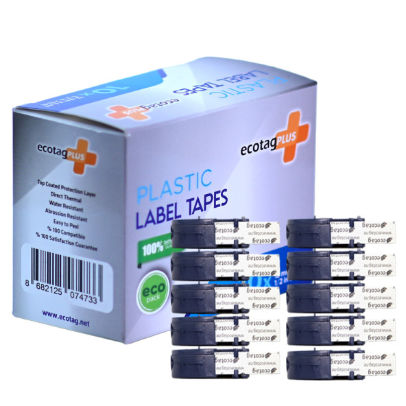 EcotagPlus  Dymo Letratag Muadili Plastik Şerit Etiket Şeffaf 10 lu Eco Paket - 6