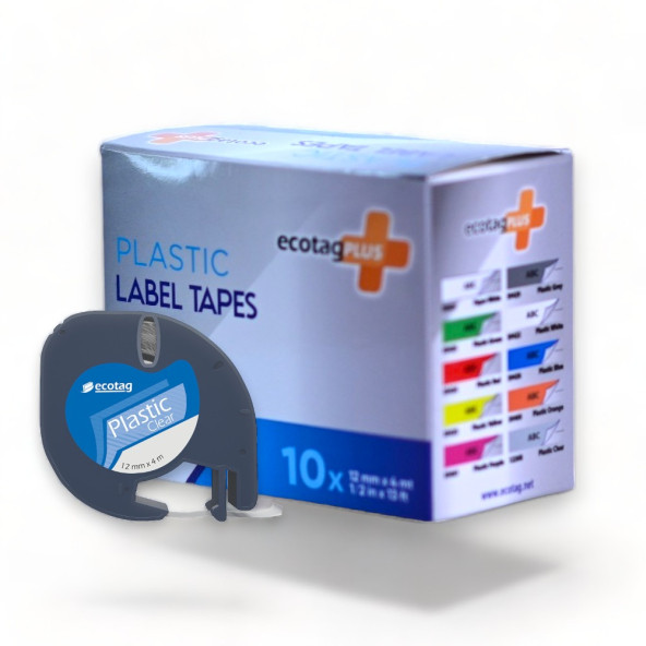 EcotagPlus Dymo Letratag Muadili Plastik Şerit Etiket Şeffaf 10 lu Eco Paket - 8
