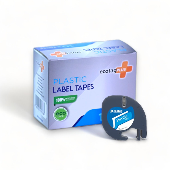 EcotagPlus Dymo Letratag Muadili Plastik Şerit Etiket Mavi 10 lu Eco Paket