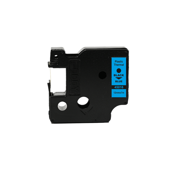 Foogy Dymo D1 Uyumlu Plastik Şerit Etiket Mavi-Siyah 12 mm x 7 mt