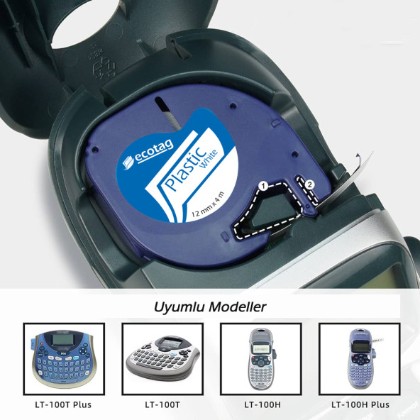 Dymo Letratag Etiket Yazcı ve 10 Adet EcotagPlus Şerit Etiket 12 mm x 4 mt Kagıt Beyaz - 4
