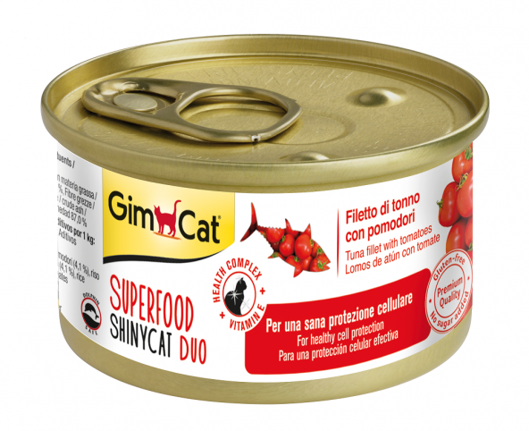 GimCat Shinycat SF Fileto Konserve Kedi Maması Tuna Balıklı Domatesli 70gr Skt: 10/2022