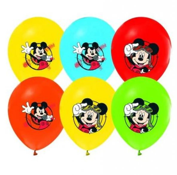 Mickey Baskılı Balon 100 Adet 12" (B.E)