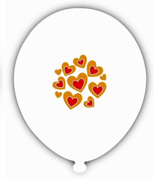 Kalpler Baskılı Beyaz Balon 100 Adet 12" (Hbk)
