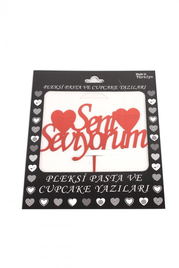 Kına Atölyesi Kırmızı Seni Seviyorum Pleksi Pasta Yazısı