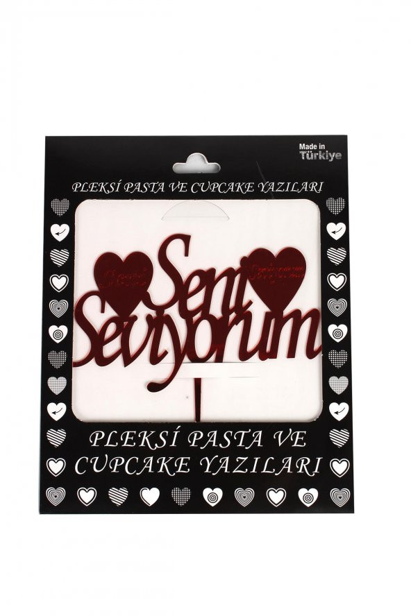 Kına Atölyesi Kırmızı Seni Seviyorum Pleksi Pasta Yazısı - 2