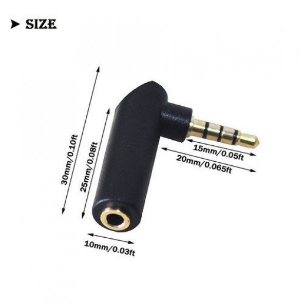 4 boğumlu 3,5mm erkek dişi stereo 90 derece çevirici jak - 3