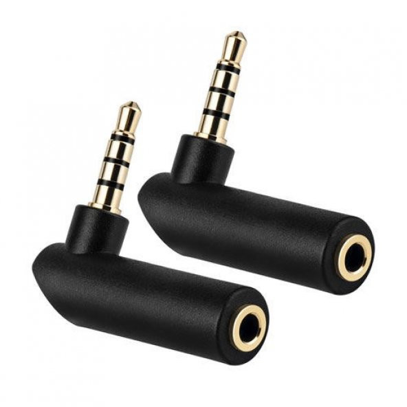 4 boğumlu 3,5mm erkek dişi stereo 90 derece çevirici jak - 4